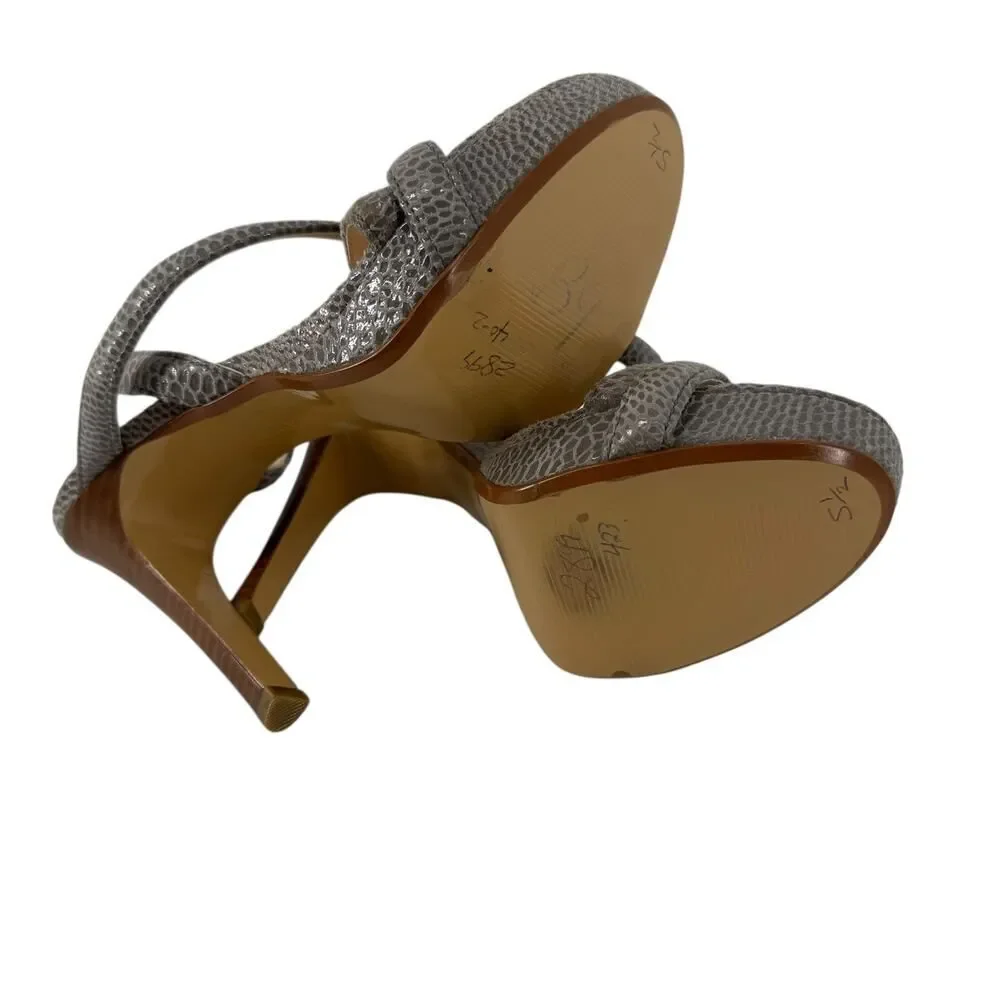 Calvin Klein High Heels Size 5.5 Gray Snakeskin Pattern Platform Prarie Stiletto